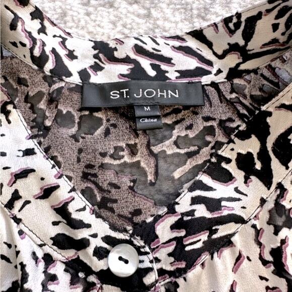 St. John Floral Burnout Silk Blend Blouse Size Size M - Picture 5 of 11